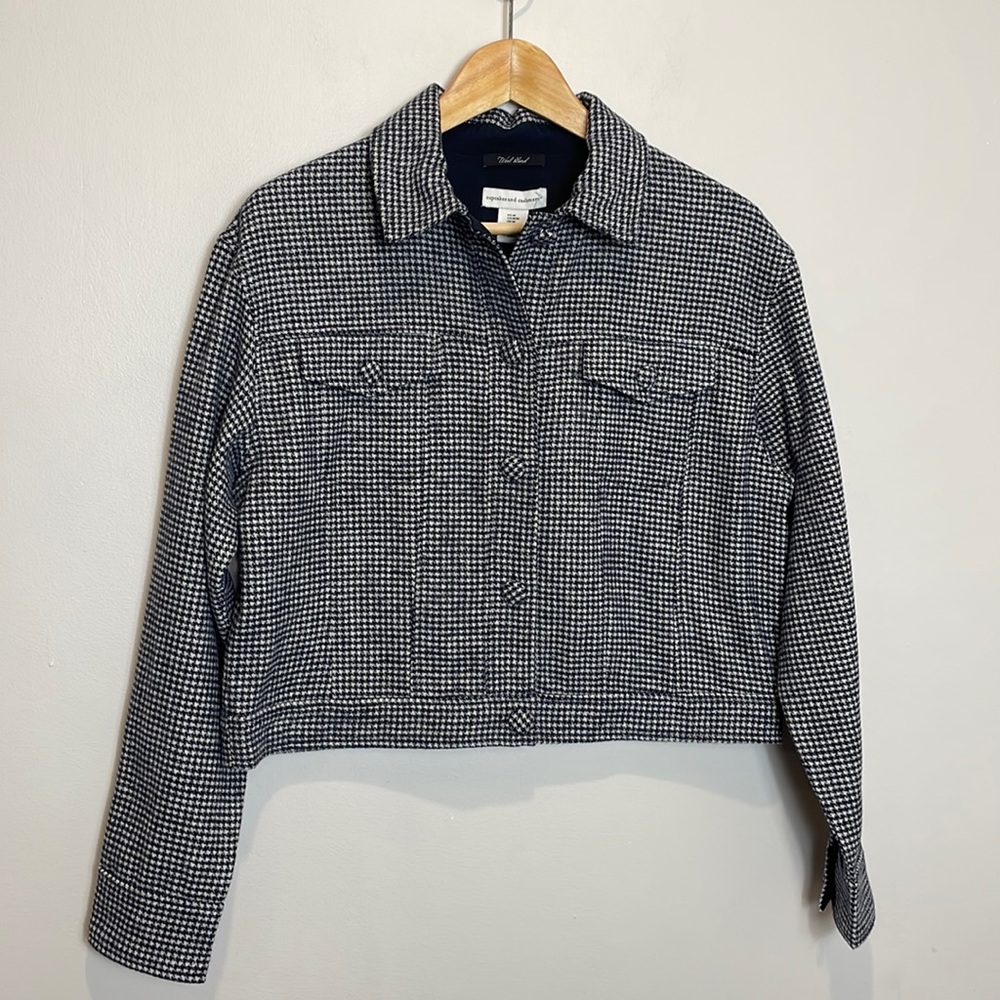 Cupcakes & Cashmere Wool Blend Houndstooth Cropped Jacket